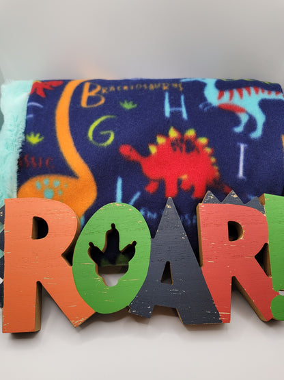 Dinosaur Roar Blanket + Burp Cloth Set