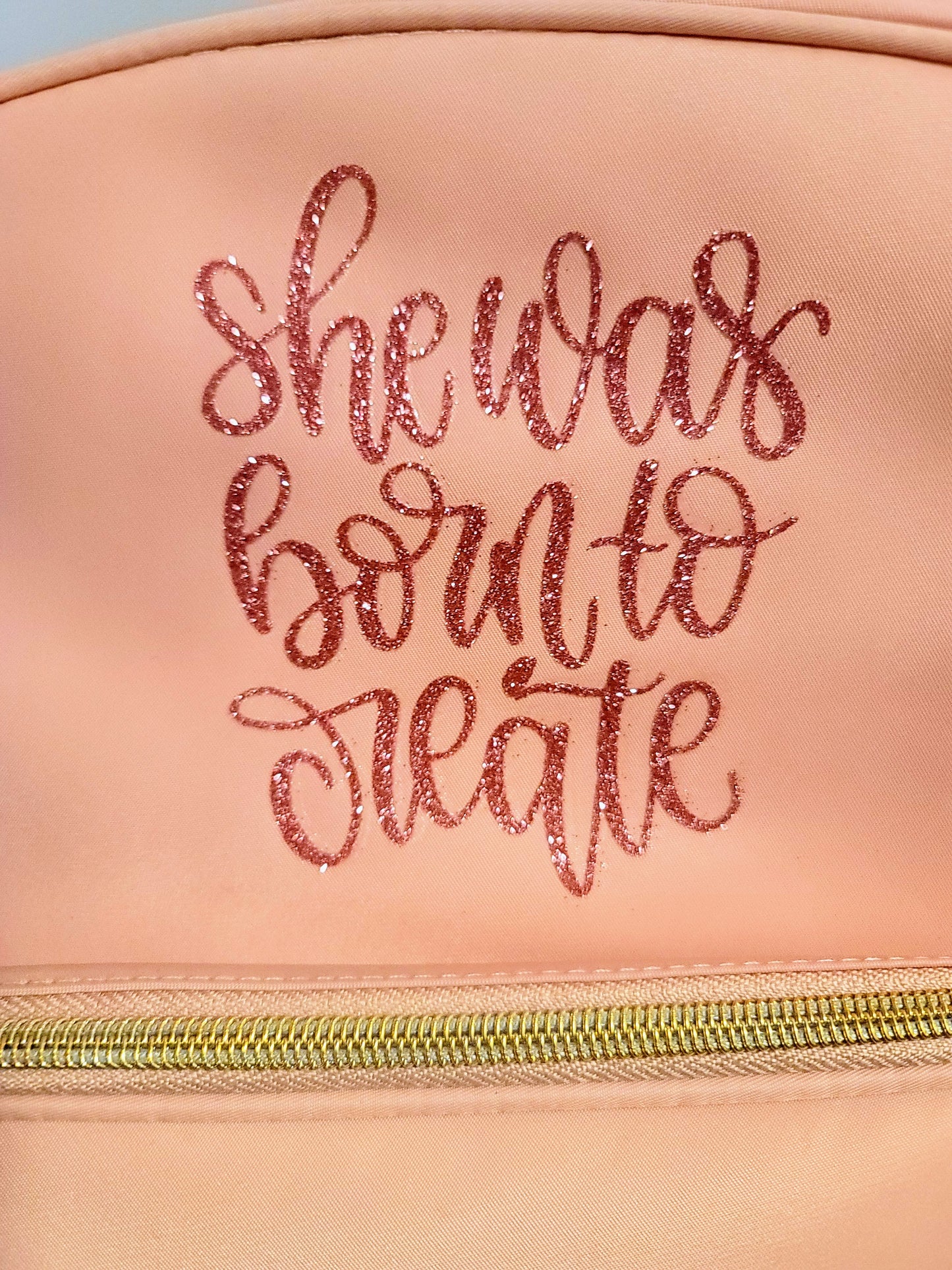 She Was Born to Create | Waterproof Inspirational Adjustable Tote Straps | Backpack with Side Tumbler Pocket