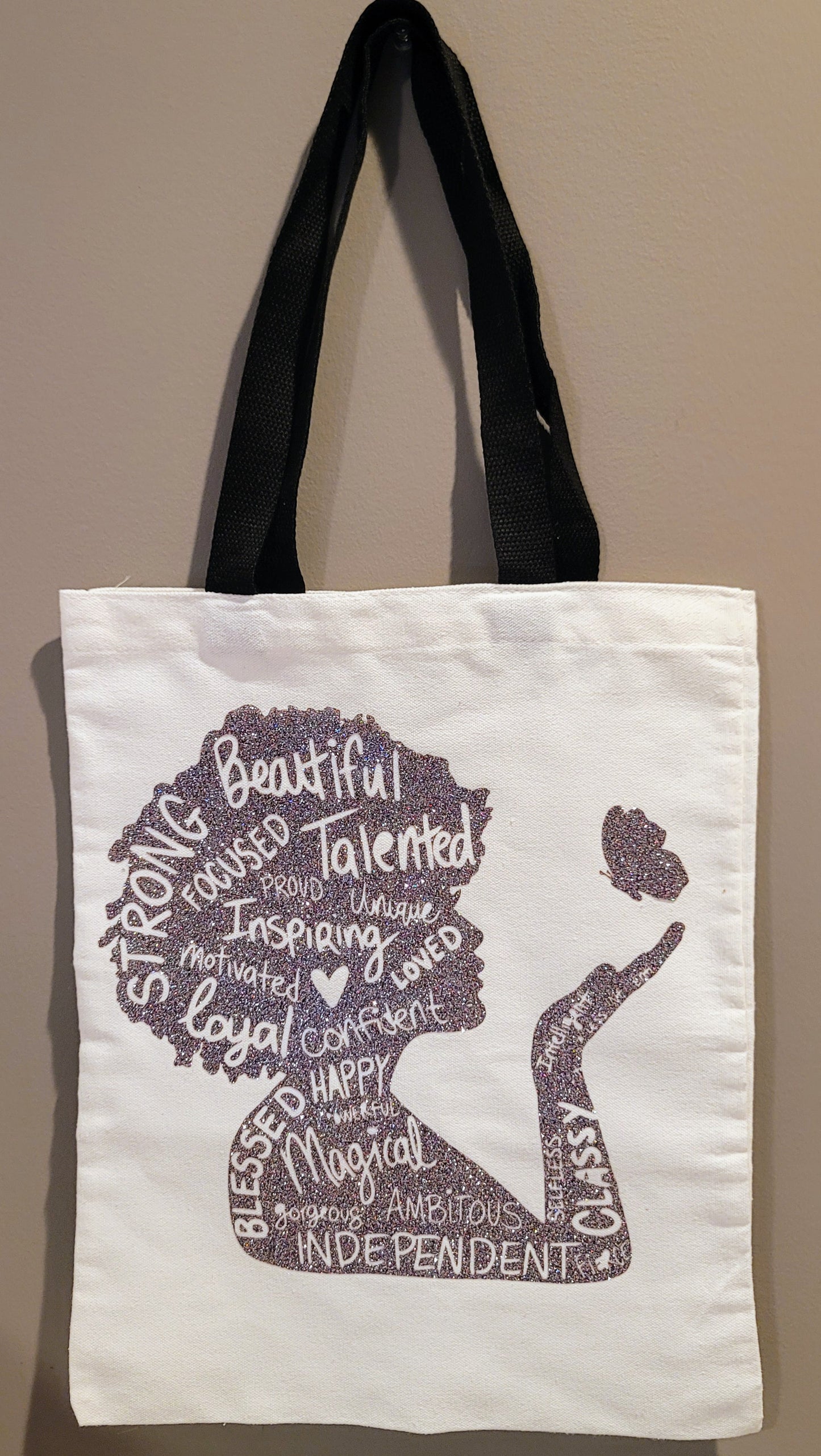 Fear Meets Joy™ Strong Black Woman Inspirational Canvas Tote & Matching Pouch