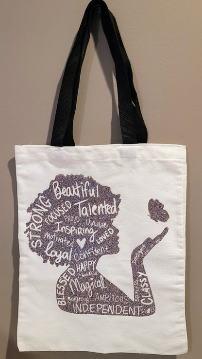 Fear Meets Joy™ Strong Black Woman Inspirational Canvas Tote & Matching Pouch
