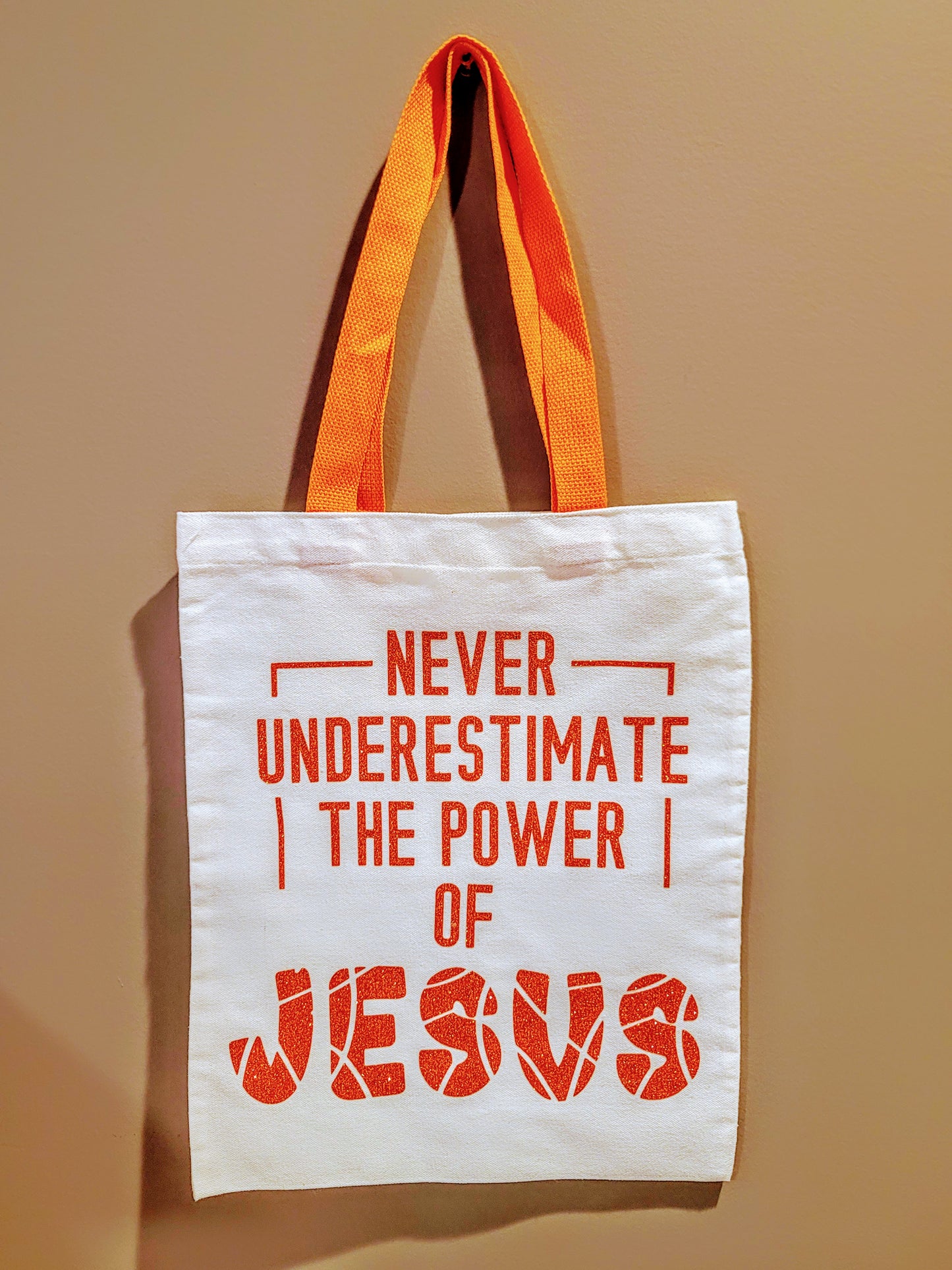Never Underestimate the Power of Jesus | Faith-Inspired Canvas Tote & Pouch Set