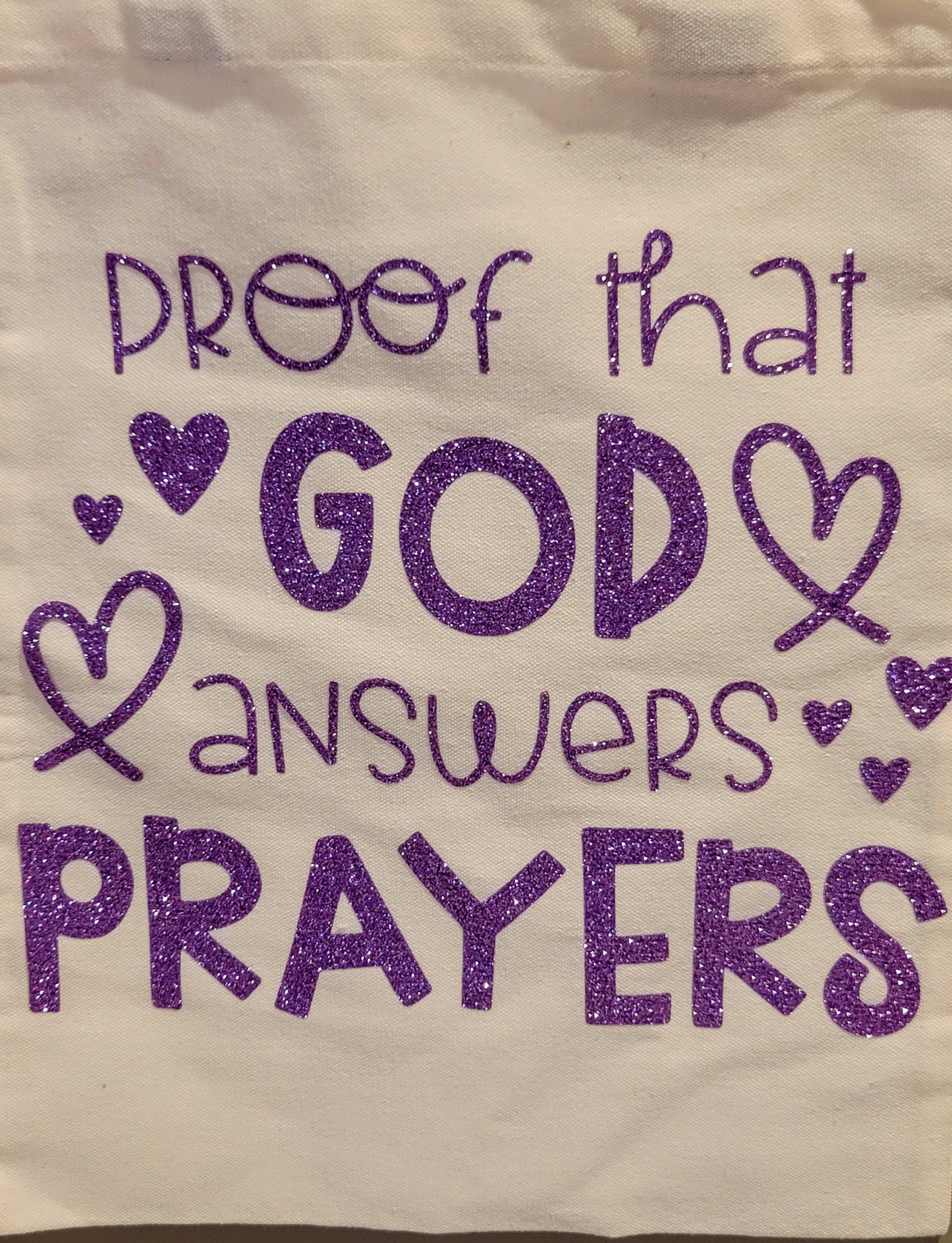 Proof that God Answers Prayers | Purple Affirmation Canvas Tote & Matching Pouch Set | Inspirational Reusable Bag by Fear Meets Joy
