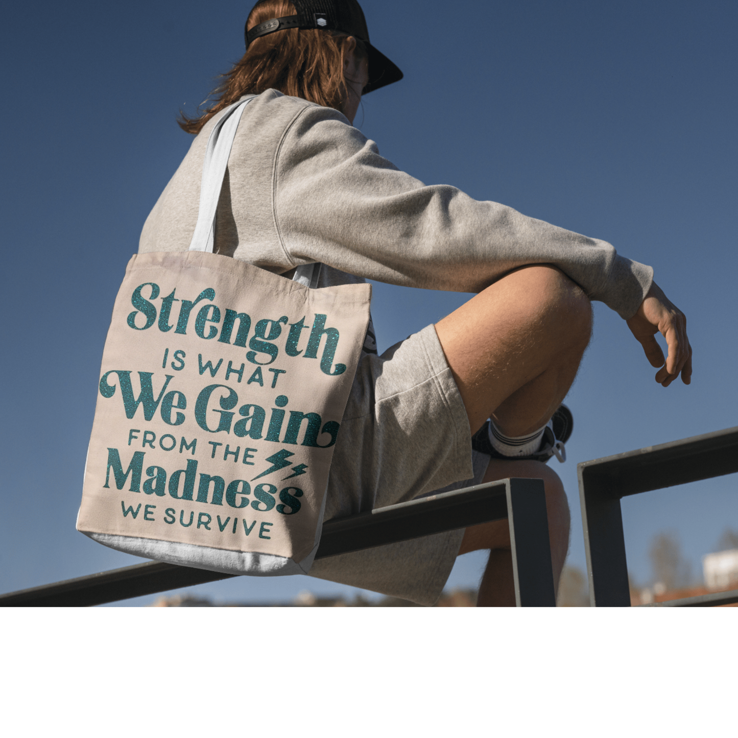Strength Is What We Gain from the Madness We Survive | Inspirational Canvas Tote & Pouch Set