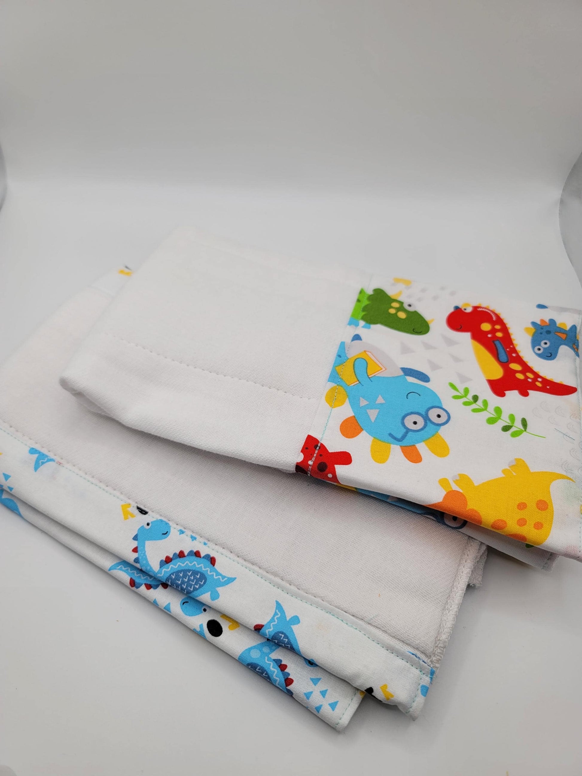 Dinosaur Roar Burp Cloths/ White Absorbent Towels/2 Piece Bundle Set/ New Parents Gift/ Toddler Clean Up Kit/ Play Date Accessories/