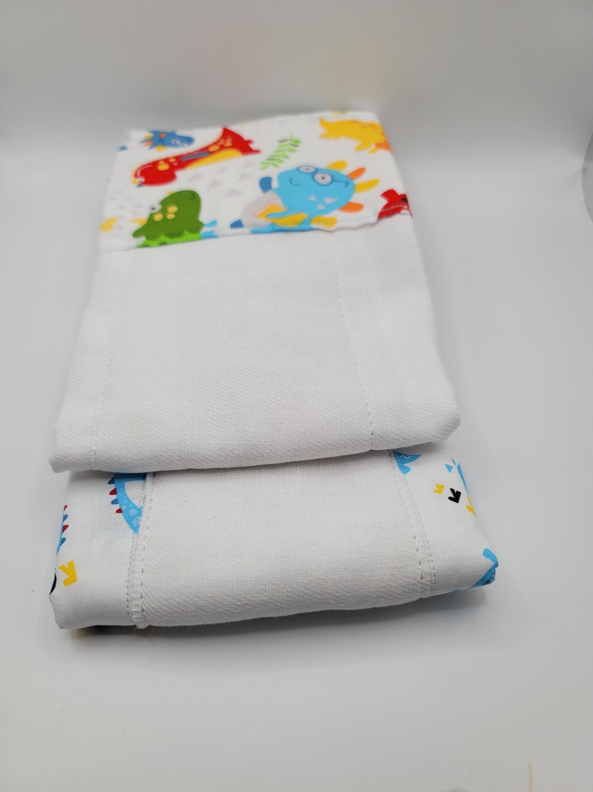 Dinosaur Roar Burp Cloths/ White Absorbent Towels/2 Piece Bundle Set/ New Parents Gift/ Toddler Clean Up Kit/ Play Date Accessories/