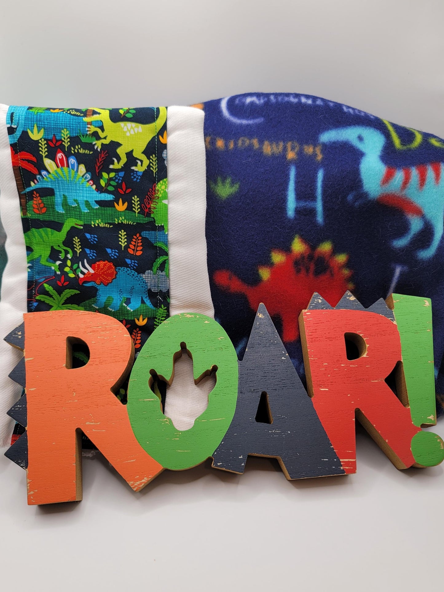 Dinosaur Roar Blanket Bundle Set/ Rare Burp Cloth Set/ New Parents Gift/ Gender Neutral Gift/ Faux Fur Throw/ Fleece Covering/ Play Mat