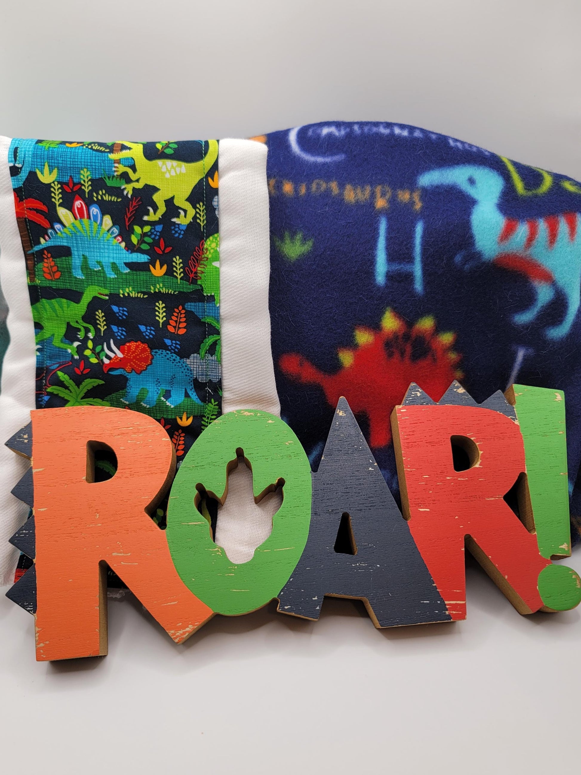 Dinosaur Roar Blanket Bundle Set/ Rare Burp Cloth Set/ New Parents Gift/ Gender Neutral Gift/ Faux Fur Throw/ Fleece Covering/ Play Mat