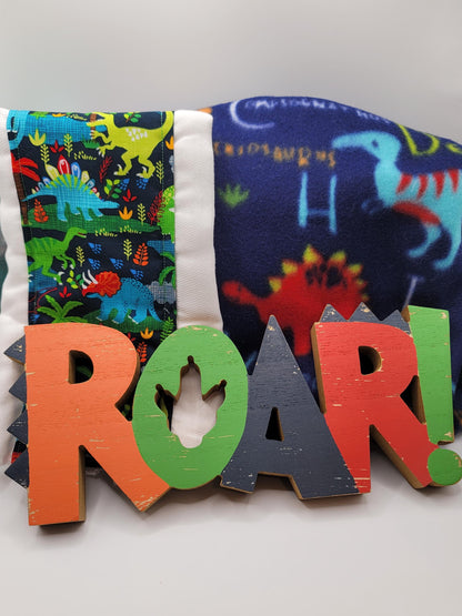 Dinosaur Roar Blanket Bundle Set/ Rare Burp Cloth Set/ New Parents Gift/ Gender Neutral Gift/ Faux Fur Throw/ Fleece Covering/ Play Mat